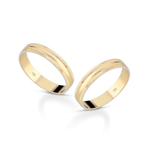 Fedine in oro giallo 18 carati incisioni omaggio trama liscia