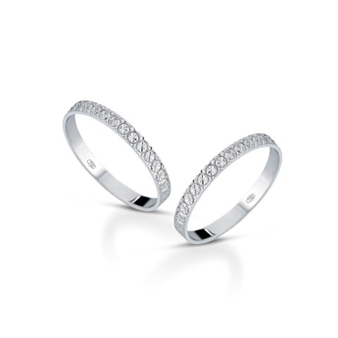 Fedine in oro 18 carati bianco incisioni omaggio trama ovalino