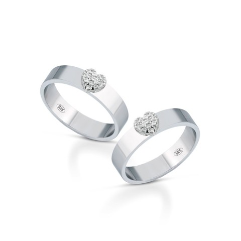 Fedine francesina con cuoricino in argento 925% incisioni omaggio