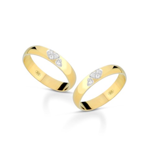 Fedine in argento 925% placcato oro con cuoricini zirconati incisioni omaggio