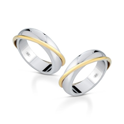 Fedi Fedine in argento 925% filo oro