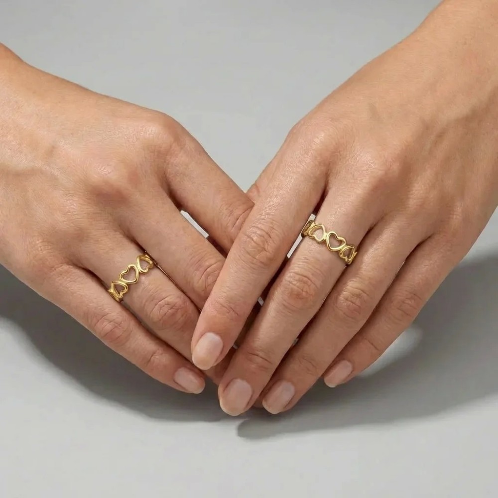 Coppia Anelli Mamma e Figlia Acciaio Regolabili Dorato/Argento