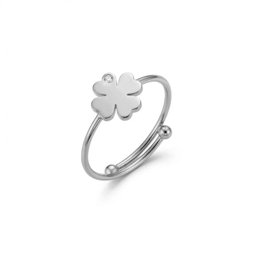 Anello Quadrifoglio Acciaio Regolabili Dorato/Argento