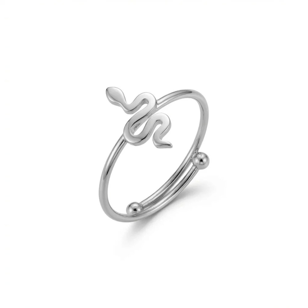 Coppia Anelli Mini Serpente Acciaio Regolabili Dorato/Argento