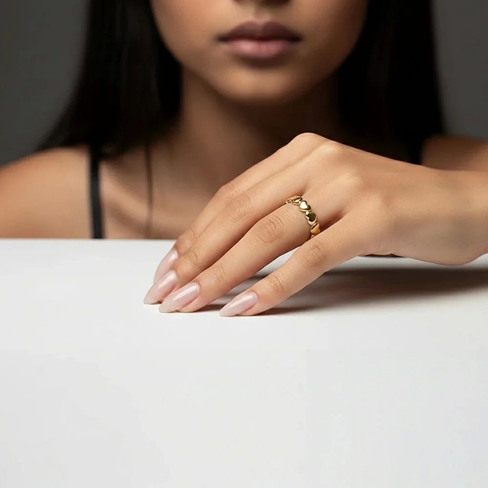 Anello Cuore Acciaio Dorato o Argento