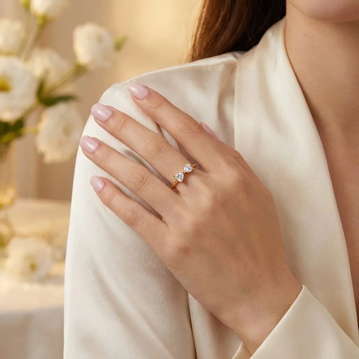 Anello Fiocco Pavé Acciaio Regolabili Dorato/Argento