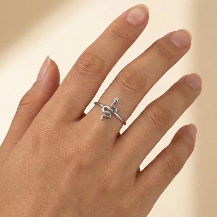 Anello Mini Serpente Acciaio Regolabili Dorato/Argento