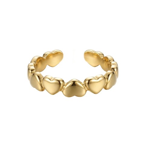 Anello Cuore Acciaio Dorato o Argento