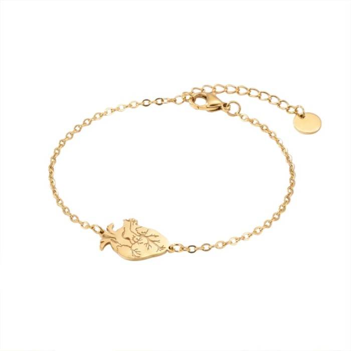 Bracciale Cuore Anatomico Personalizzabile Acciaio Argento/Dorato
