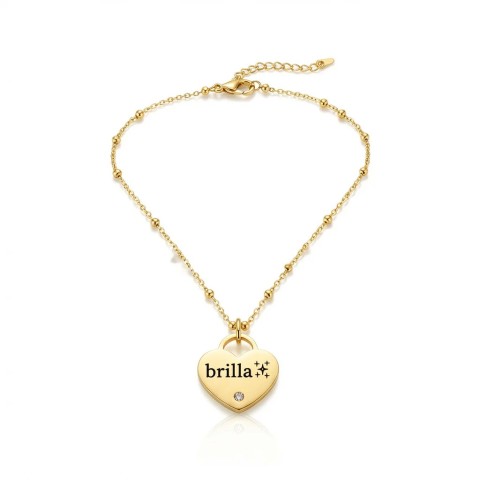 Collana personalizzabile cuore bicolore con punto luce