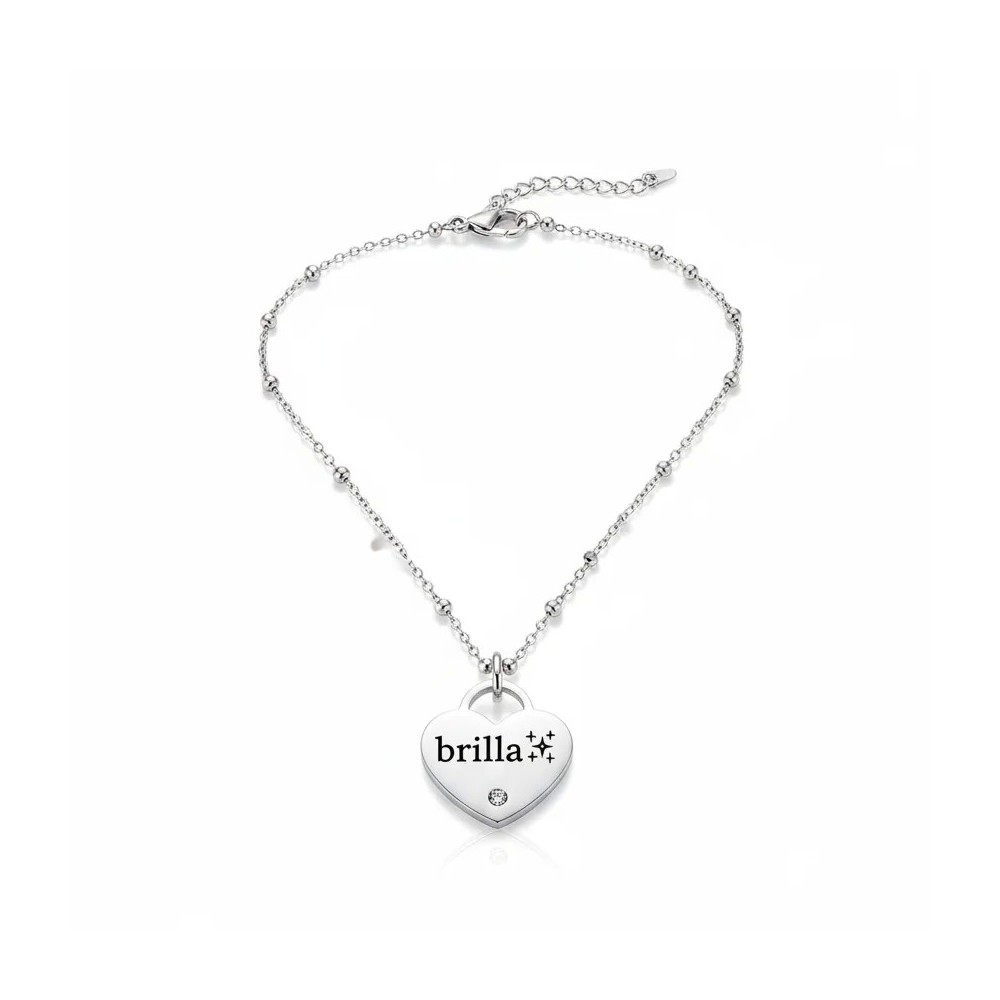 Collana personalizzabile cuore bicolore con punto luce