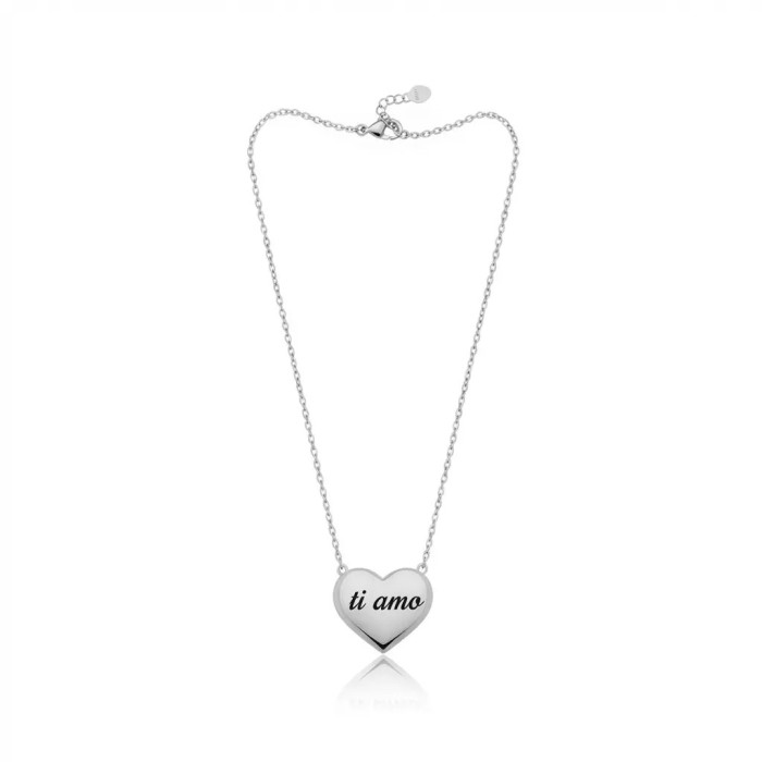 Collana personalizzabile cuore lucido bicolore in acciaio