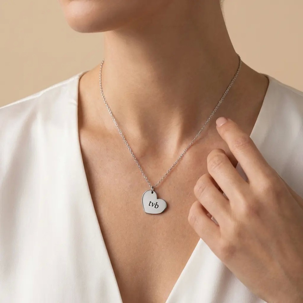 Collana personalizzabile cuoricino bicolore in acciaio