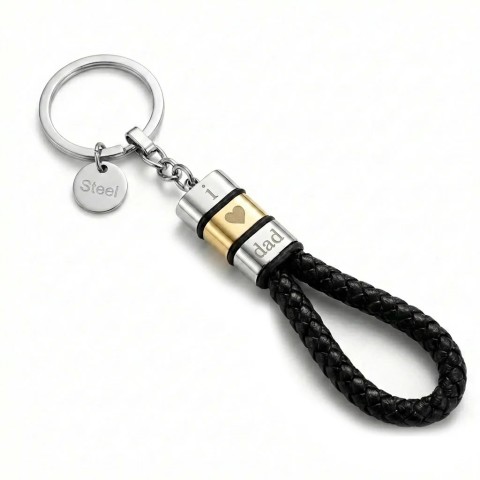 Portachiavi I Love Dad in acciaio inox con varianti colore