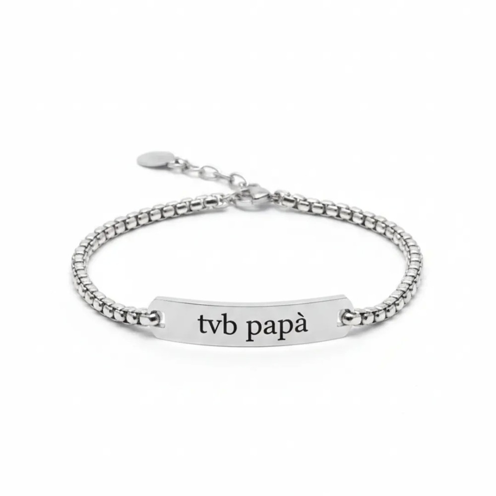 Bracciale uomo con targhetta personalizzabile in acciaio