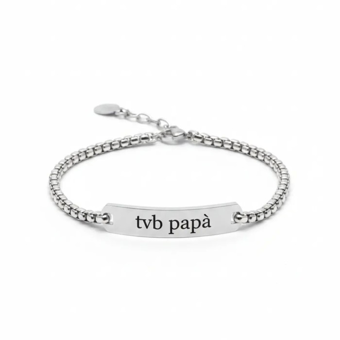 Bracciale uomo con targhetta personalizzabile in acciaio