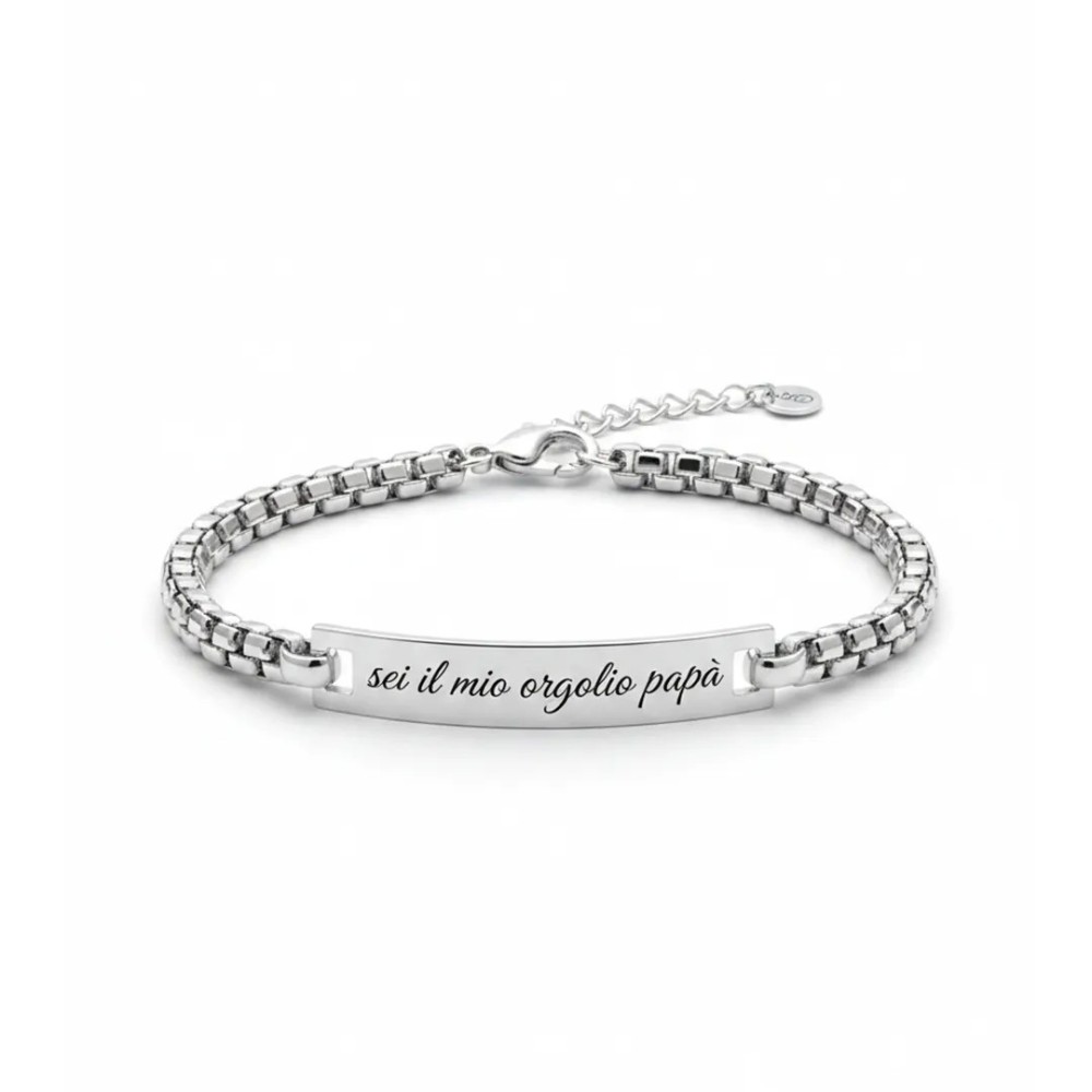 Bracciale uomo con targhetta incisa personalizzabile