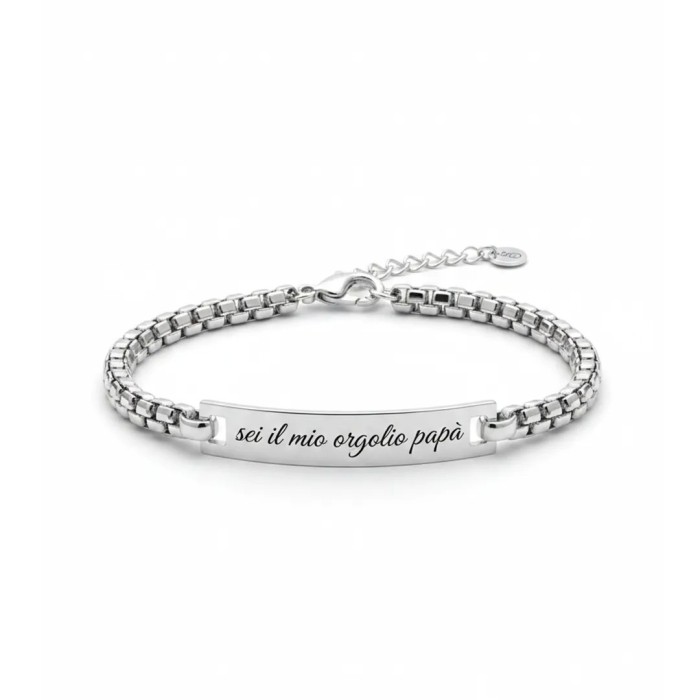 Bracciale uomo con targhetta incisa personalizzabile