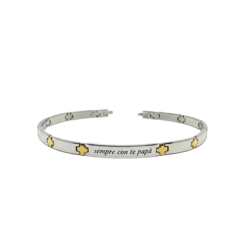 Bracciale uomo bicolore con targhetta personalizzabile