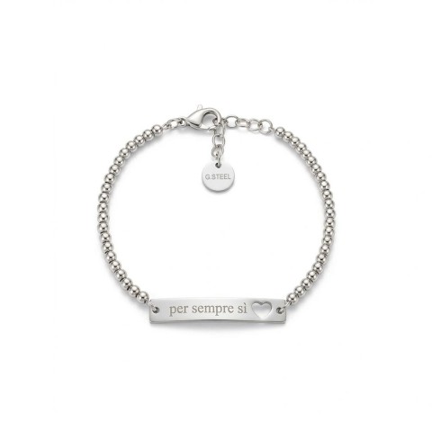 Bracciale Per sempre sì in acciaio Argento/Oro con targhetta