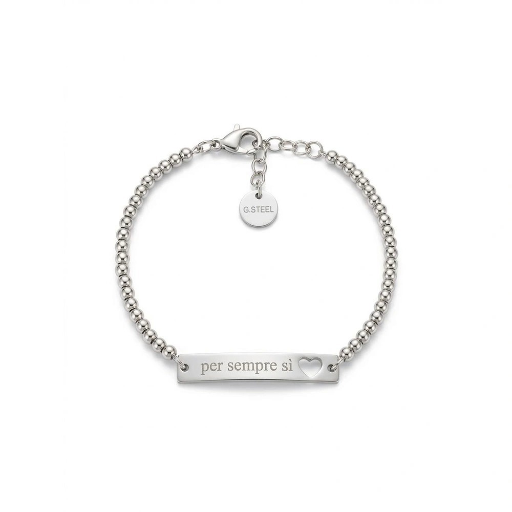 Bracciale Per sempre sì in acciaio Argento/Oro con targhetta