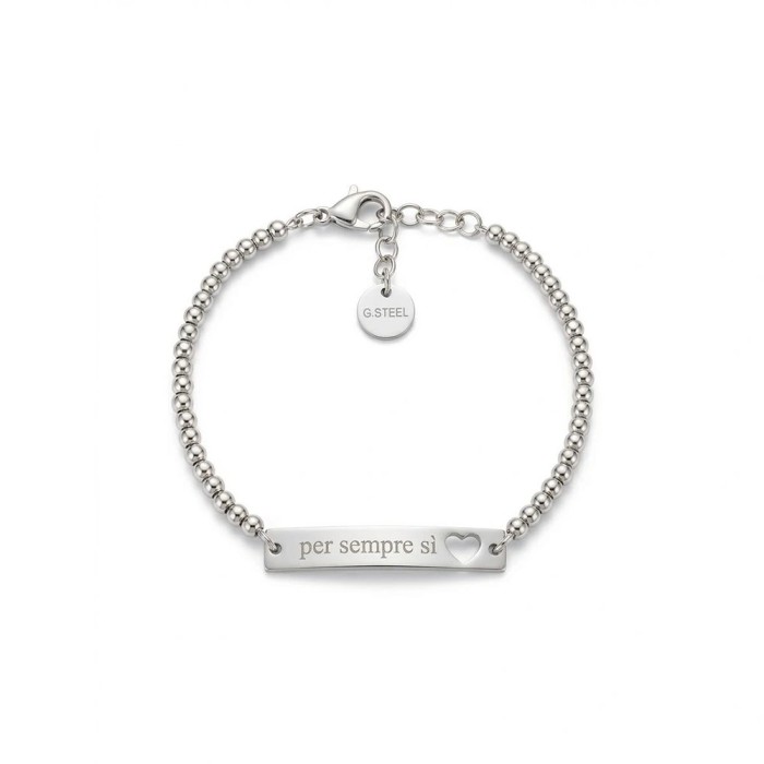 Bracciale Per sempre sì in acciaio Argento/Oro con targhetta