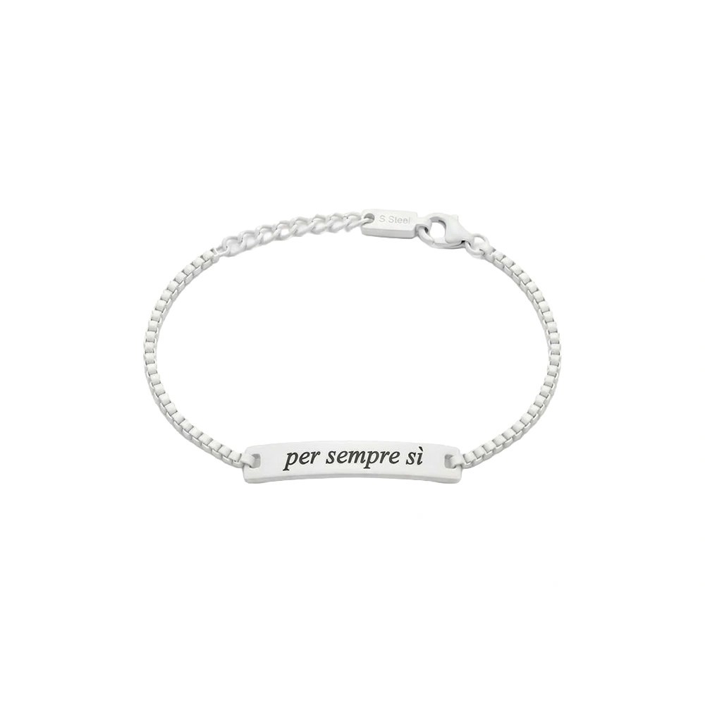 Bracciale Per sempre sì con placchetta in acciaio Argento/Oro