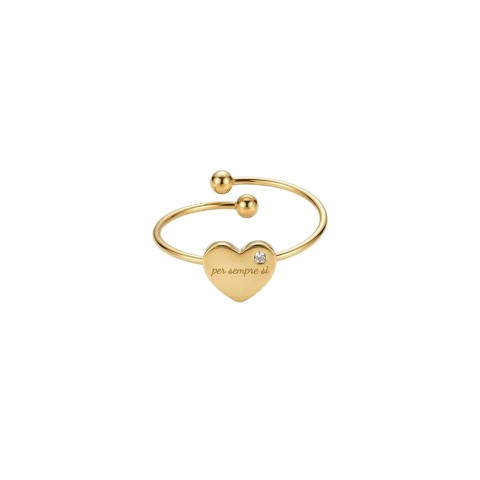 Anello cuore Per sempre sì in acciaio Argento o Oro