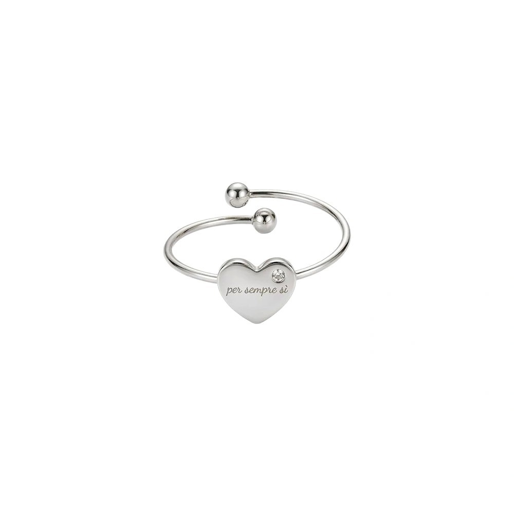 Anello cuore Per sempre sì in acciaio Argento o Oro