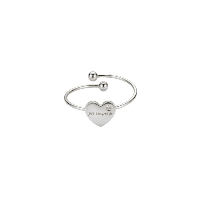 Anello cuore Per sempre sì in acciaio Argento o Oro