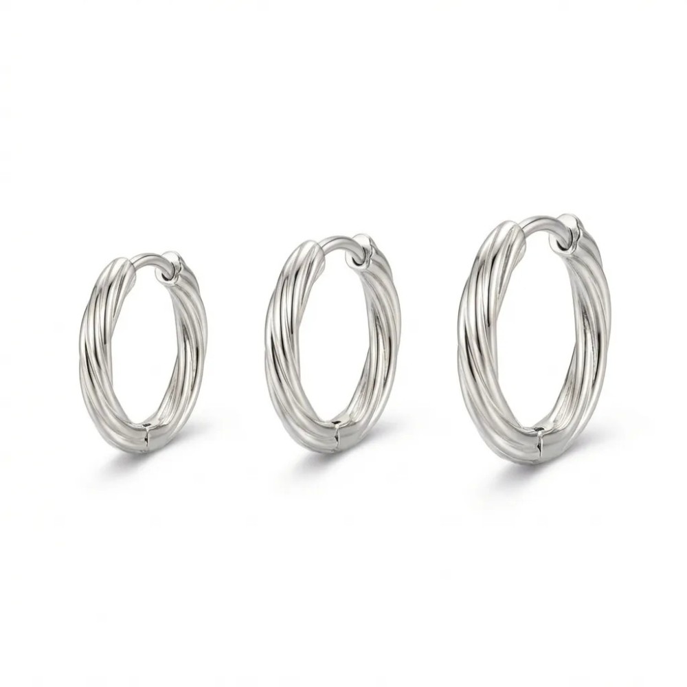 Set Orecchini cerchio intrecciati placcato oro