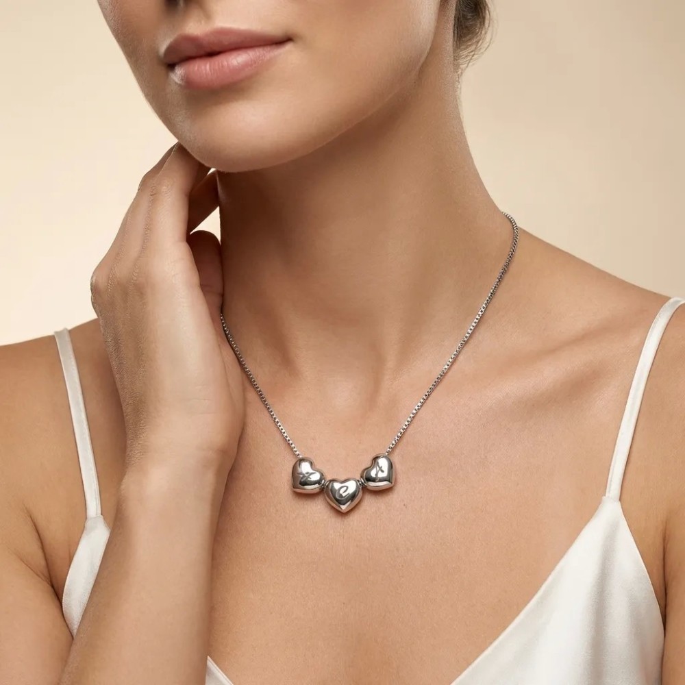 Collana 3 Cuori in Acciaio