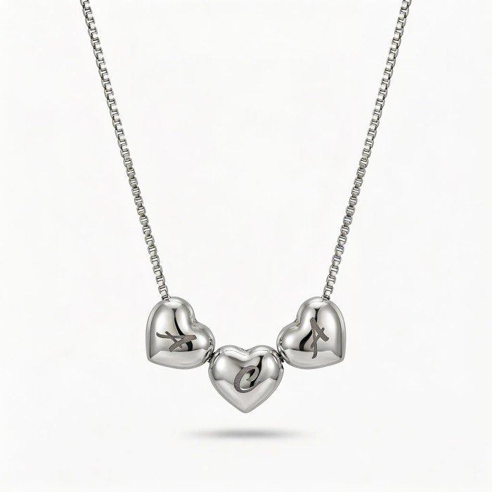 Collana 3 Cuori in Acciaio