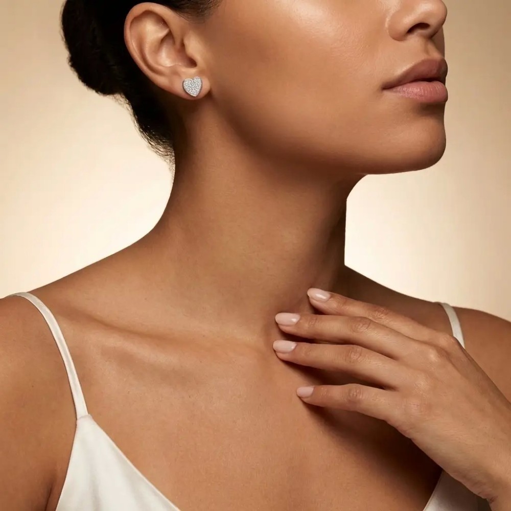 Orecchini Cuore Pavé in Bijoux