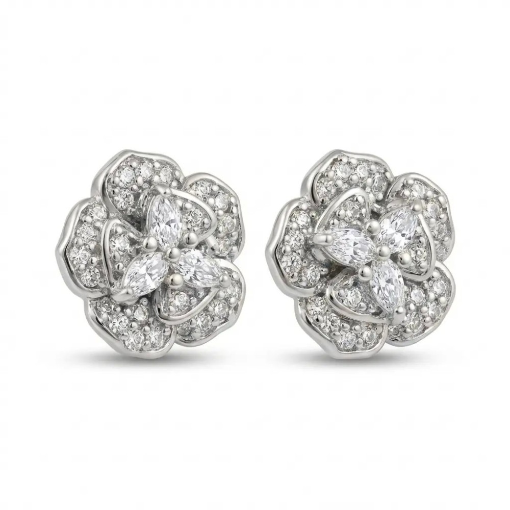 Orecchini Fiore Pavé in Bijoux