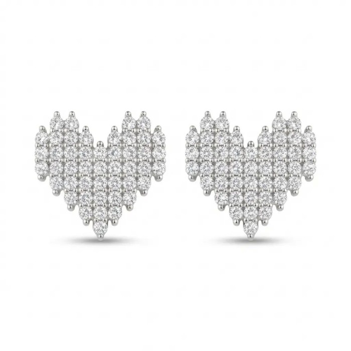 Orecchini Cuore Maxi Pavé in Acciaio e Bijoux