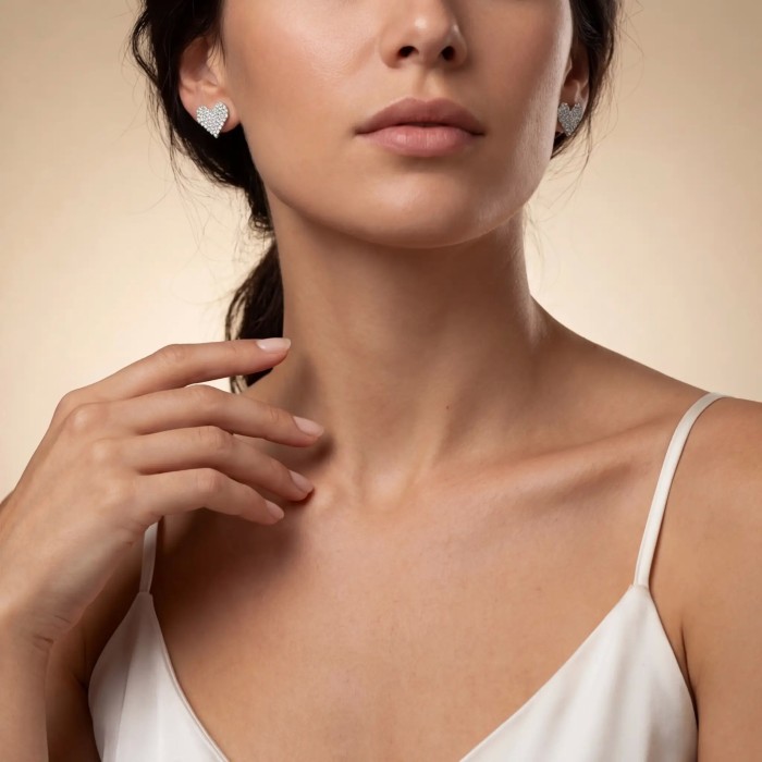 Orecchini Cuore Maxi Pavé in Bijoux