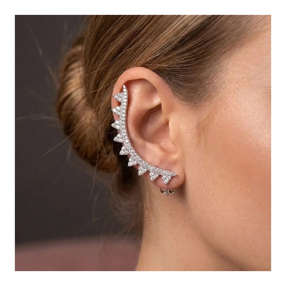Orecchino Ear Cuff Pavé in Acciaio e Bijoux