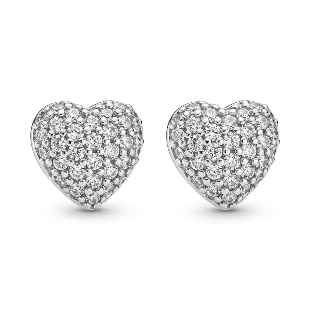 Orecchini Cuore Pavé Mini in Acciaio e Bijoux