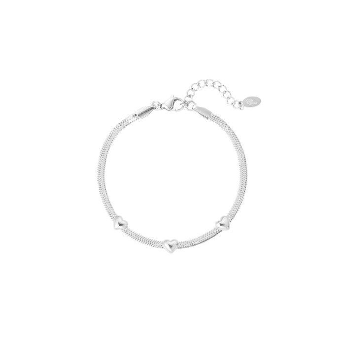 Bracciale Snake Love | Maglia Piatta Snake Con Cuori