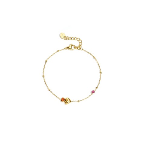 Bracciale Mini Cuore con Pietre Colorate | Elegante Colore Oro