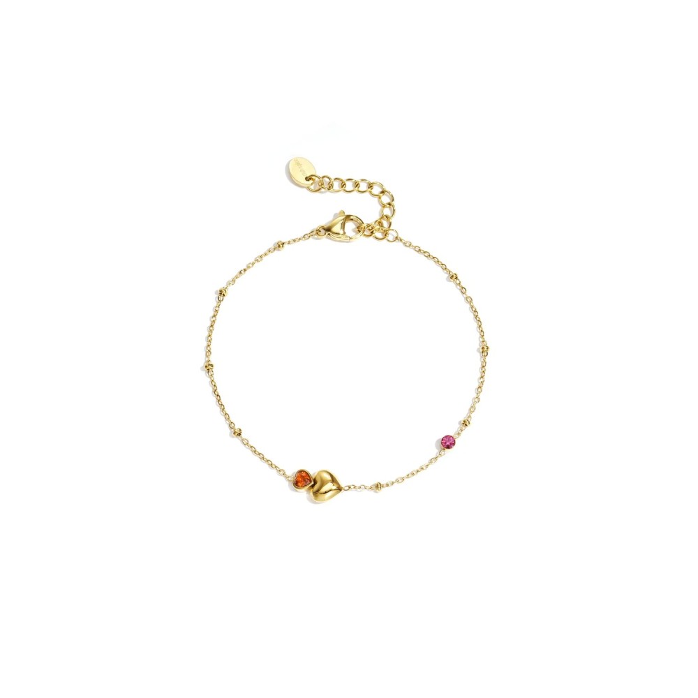 Bracciale Mini Cuore con Pietre Colorate | Elegante Colore Oro