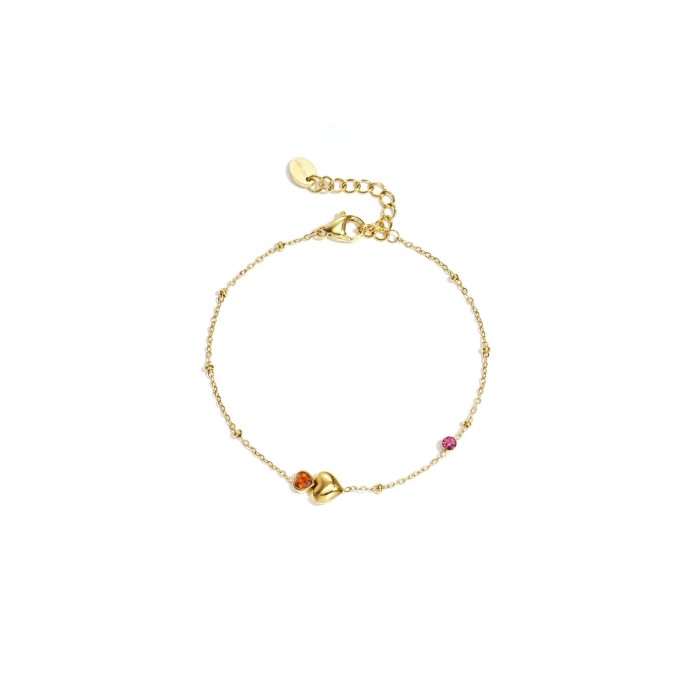 Bracciale Mini Cuore con Pietre Colorate | Elegante Colore Oro