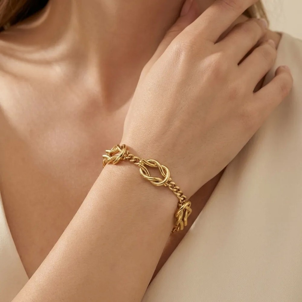 Bracciale Nodo Groumette in Oro | Design Intrecciato in Acciaio