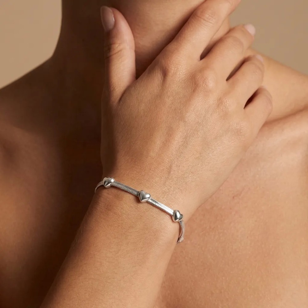 Bracciale Snake Love | Maglia Piatta Snake Con Cuori