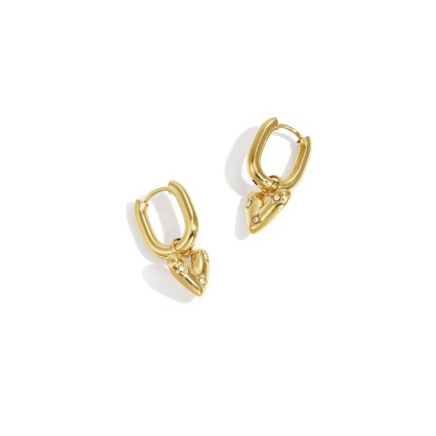 Orecchini Huggie con Cuore Bombato| Cerchi Rettangolari Huggie – [DoniPreziosi]