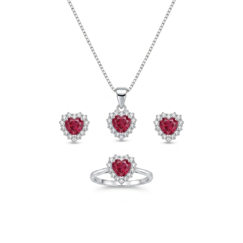 Parure Cuore "Luce d'Amore": Set Collana, Anello e Orecchini