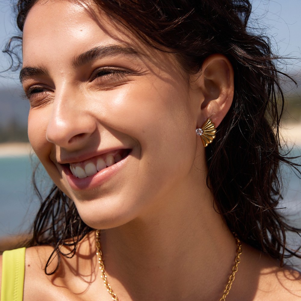 Orecchini Ventaglio Oro "Aura di Venere" con Cristallo | Gioielli Donna