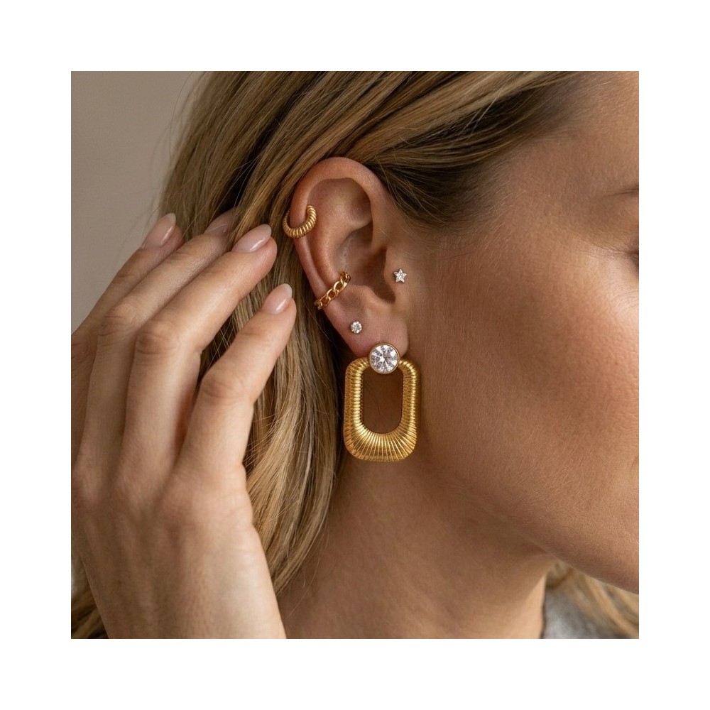 Orecchini Rettangolari Oro "Eclissi Mediterranea" | Design Plissé