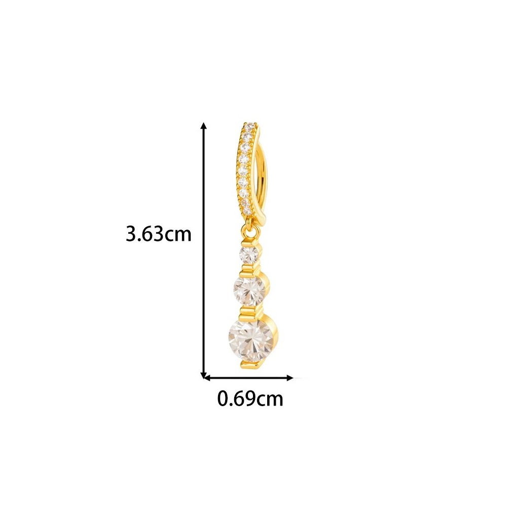 Piercing Ombelico Clicker Oro con Trio di Zirconi | DoniPreziosi